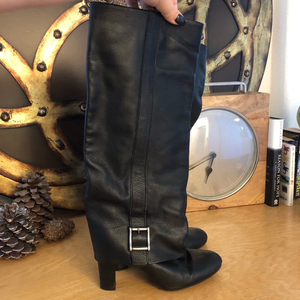 Zara black leather knee boots size 38